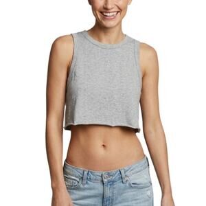 Naked Wardrobe Cotton Sleeveless Crop Top Gray Crewneck Large NWT